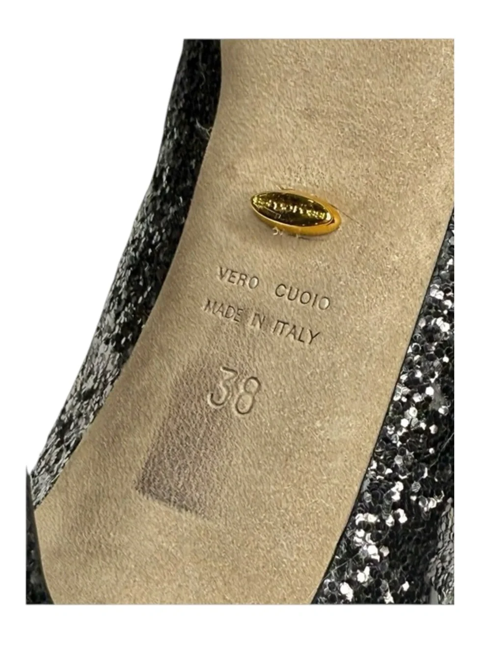 Sergio Rossi 𒀭Boston Glitter Peep Toe Platform Sky High Stiletto Pumps 𒀭Black 38